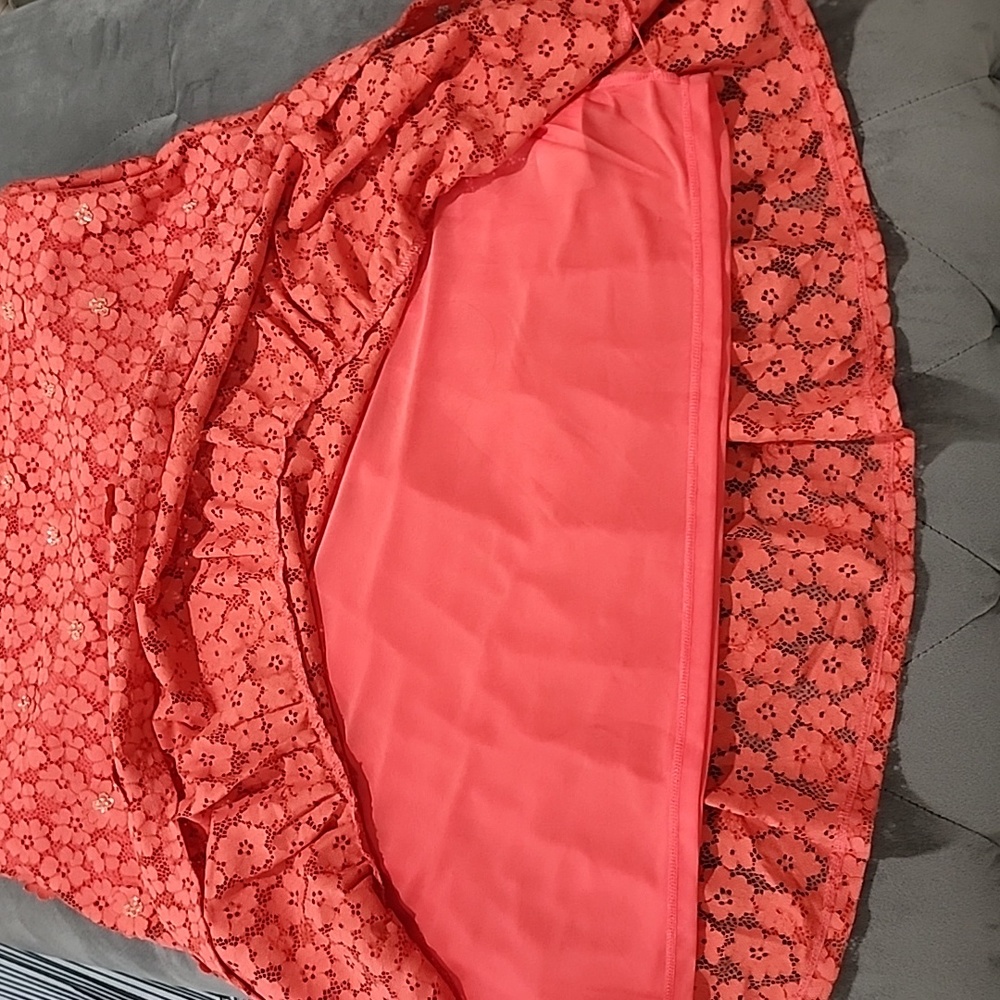Michael Michael Kors Embellished Coral Peach Size Large Dress - Picture 10 of 14